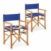 Relaxdays Set Mit 2 Regiestuhlen Aus Holz In Blau Best