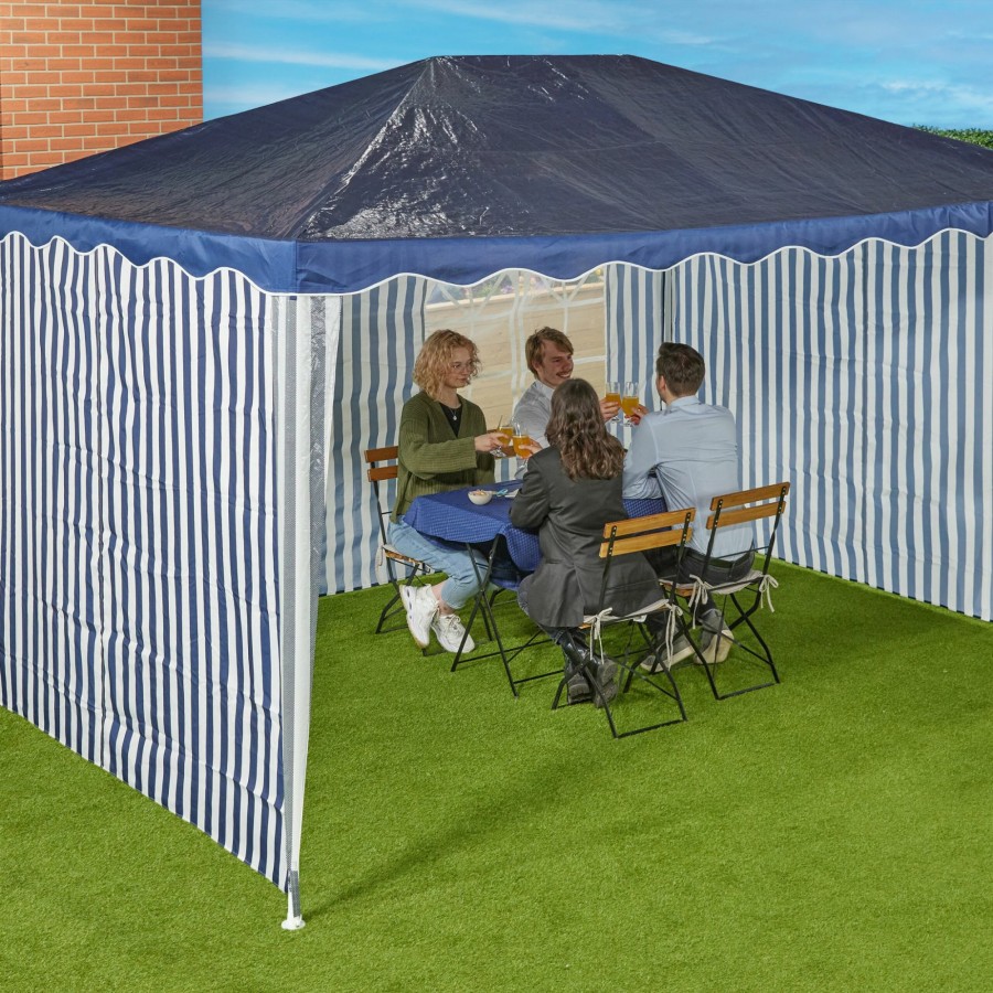 Relaxdays 3X Set Pavillon-Seitenteile, Blau Gestreift Wholesale