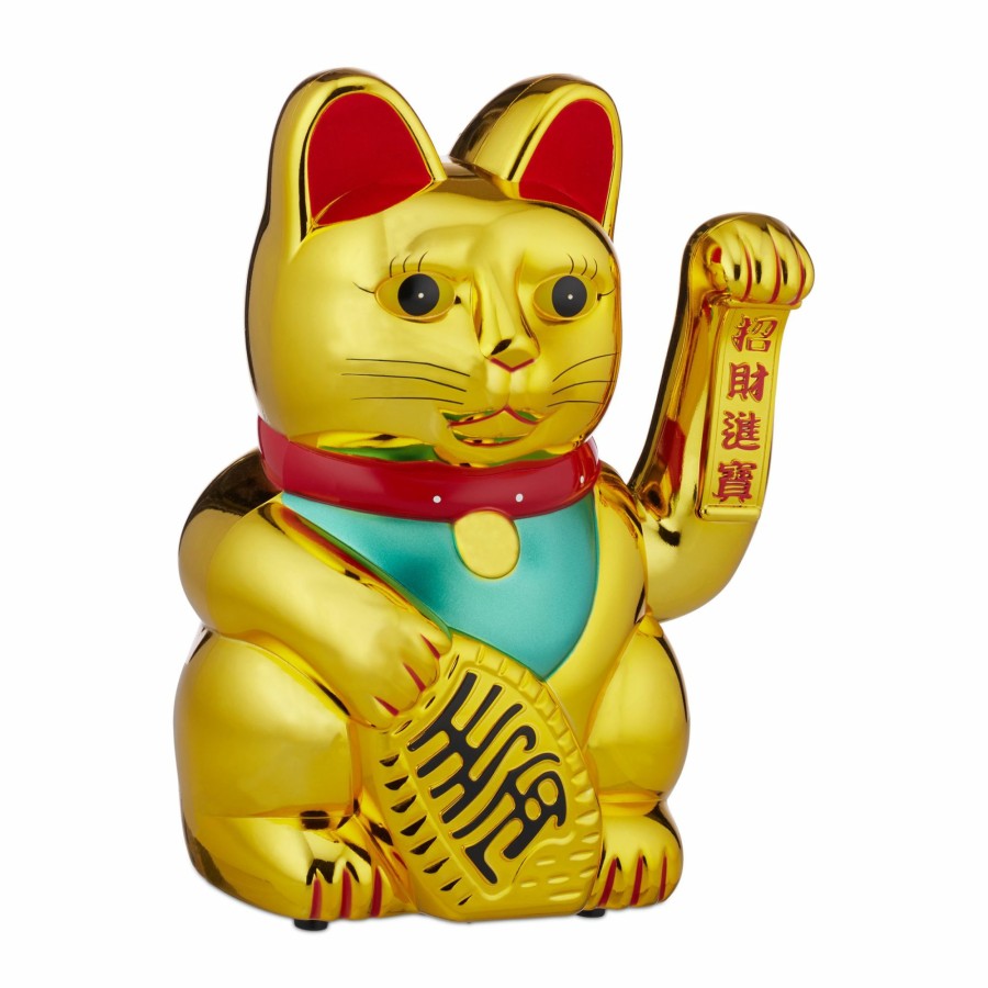 Relaxdays Goldene Xl-Winkende Maneki-Neko-Katze Best