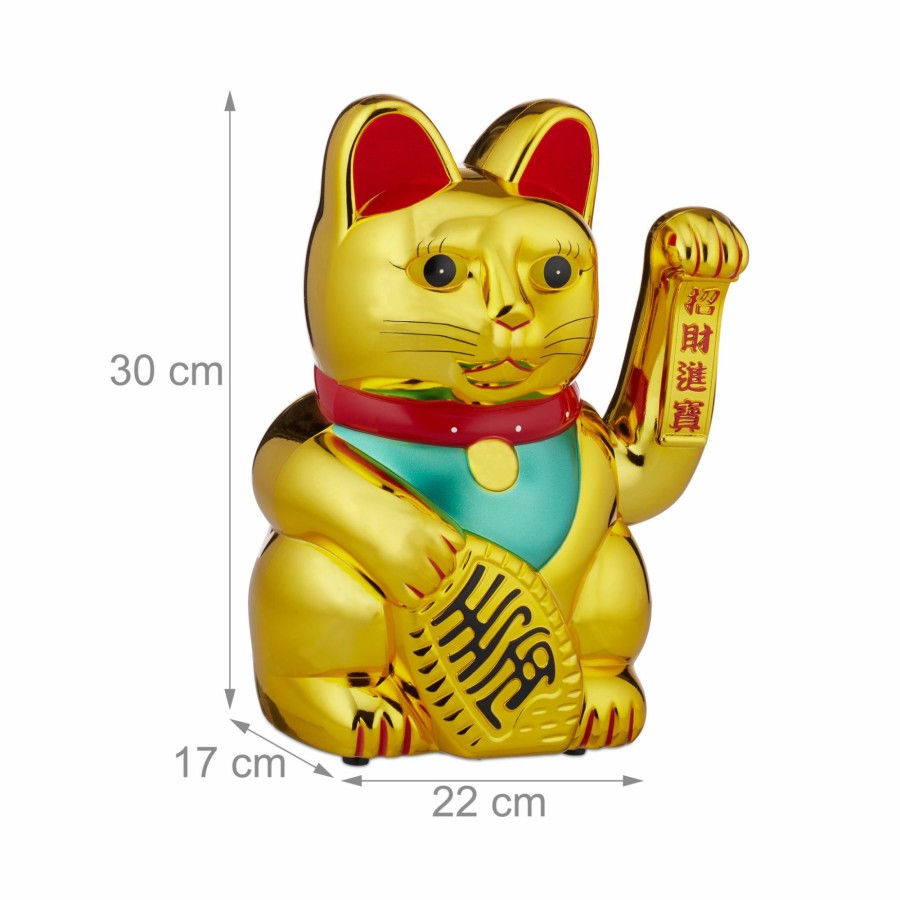 Relaxdays Goldene Xl-Winkende Maneki-Neko-Katze Best