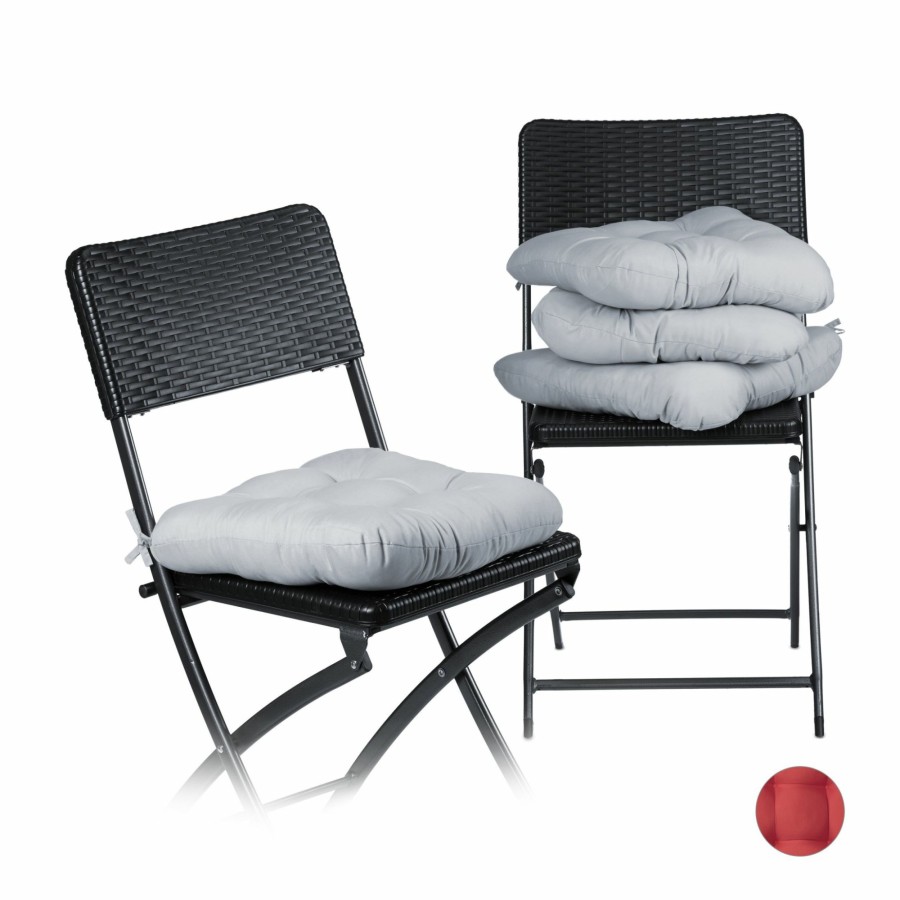 Relaxdays Sitzkissen-Set, 4 Stuck Grey Online