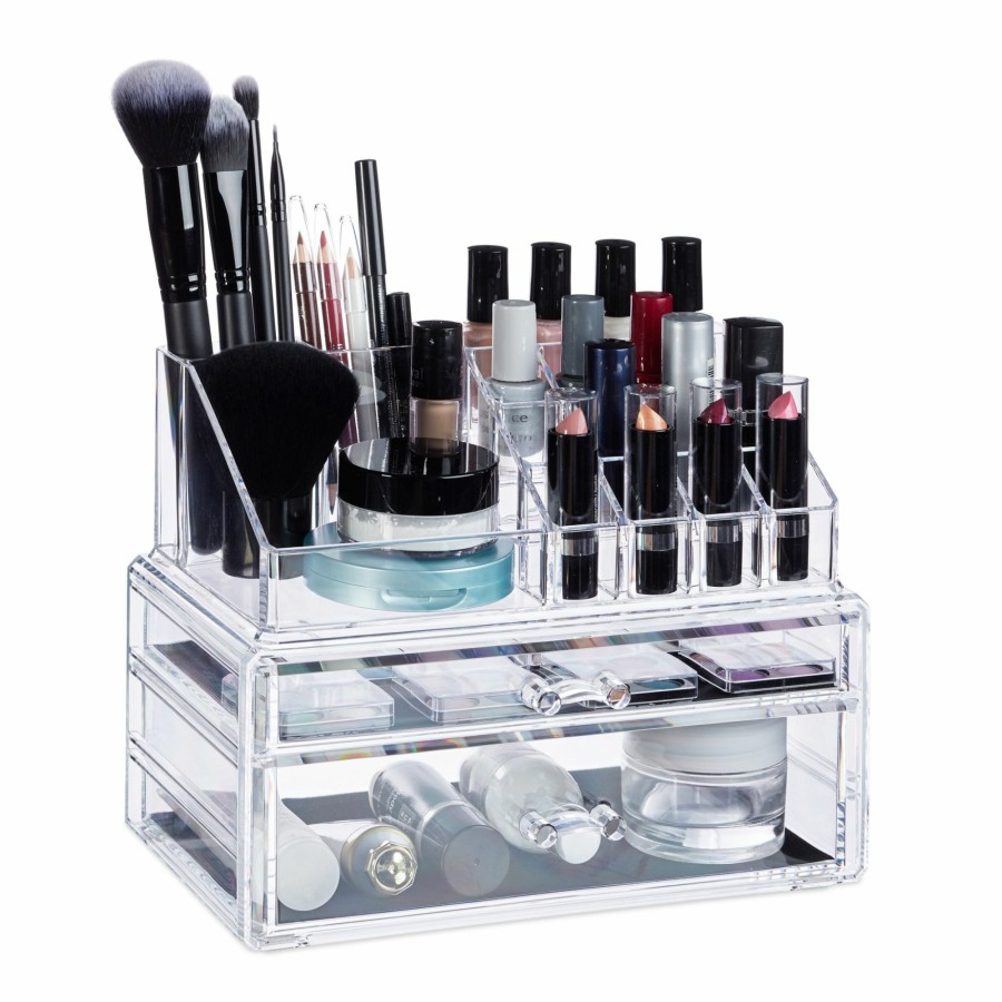 Relaxdays Make-Up-Organizer Mit 2 Schubladen Transparent Hot