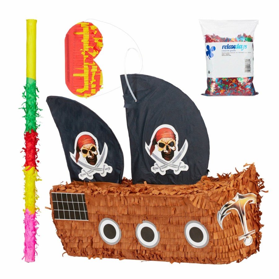 Relaxdays Piratenschiff-Pinata-Set Mit Konfetti Clearance