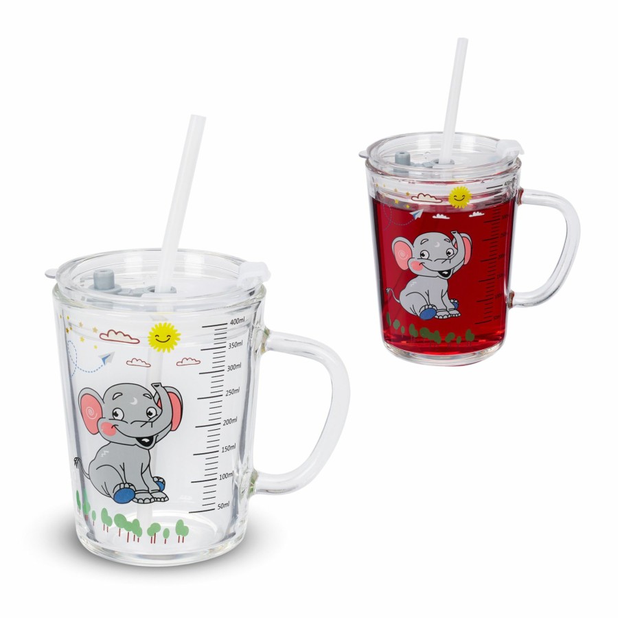 Relaxdays 2X Kinderbecher Mit Elefanten-Motiv New