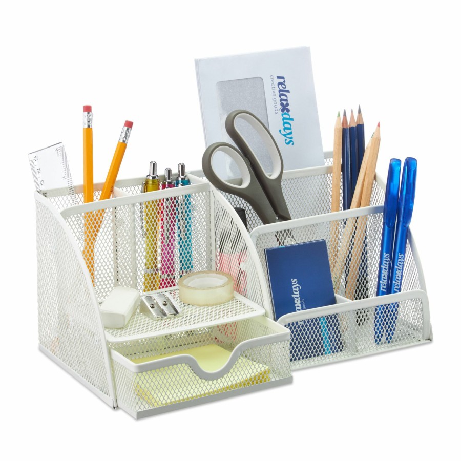 Relaxdays Schreibtisch-Organizer Weis Wholesale