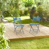 Relaxdays 2X Klappbarer Gartenstuhl Blau Best