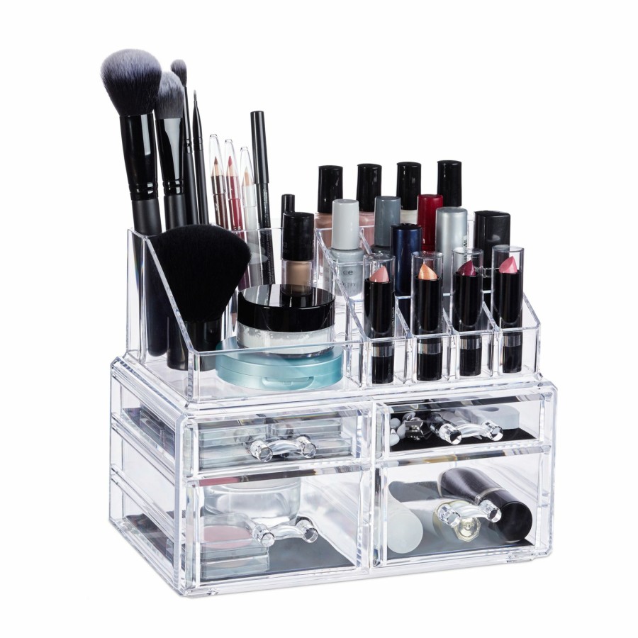 Relaxdays Make-Up-Organizer Mit 4 Schubladen Transparent Clearance