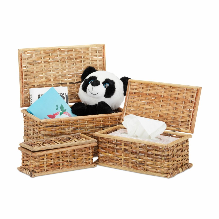 Relaxdays Set Mit 3 Rattan-Aufbewahrungskorben Best