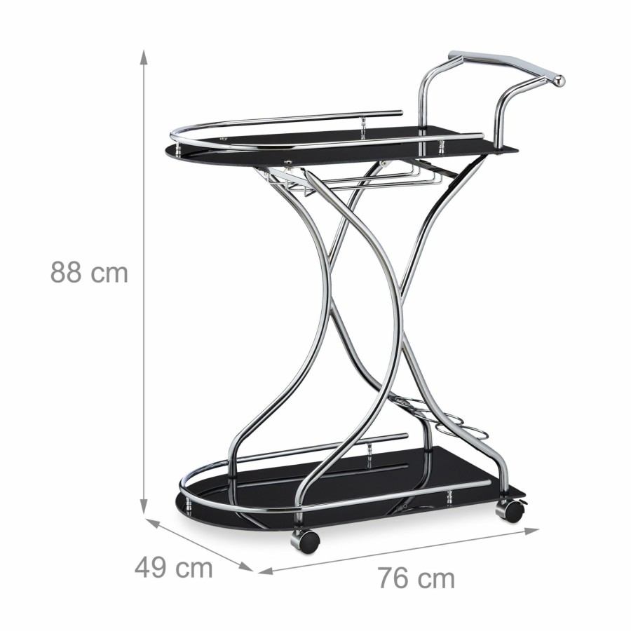 Relaxdays Servierwagen Aus Chrom Und Schwarzem Glas Hot