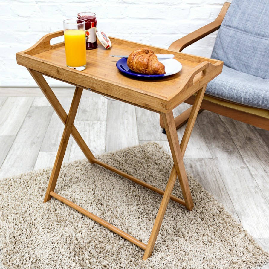 Relaxdays Tabletttisch Aus Naturlichem Bambus New