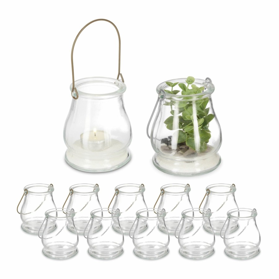 Relaxdays Set Mit 12 Glaslaternen Silber/Gold Clearance