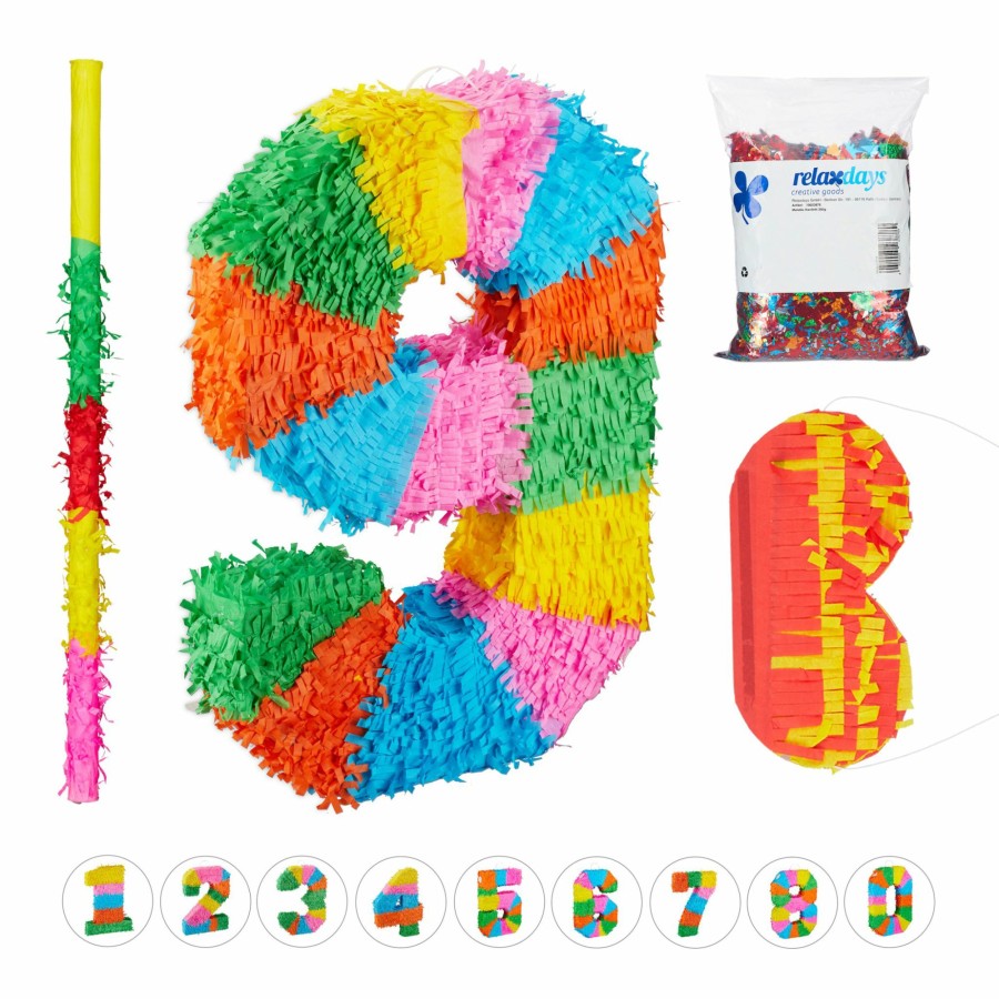 Relaxdays 4-Teiliges Pinata-Set, Nummer Neun Wholesale