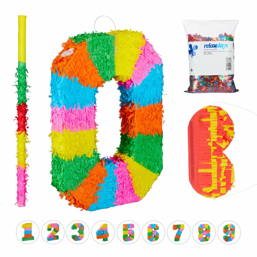 Relaxdays 4-Teiliges Pinata-Set, Nullform New