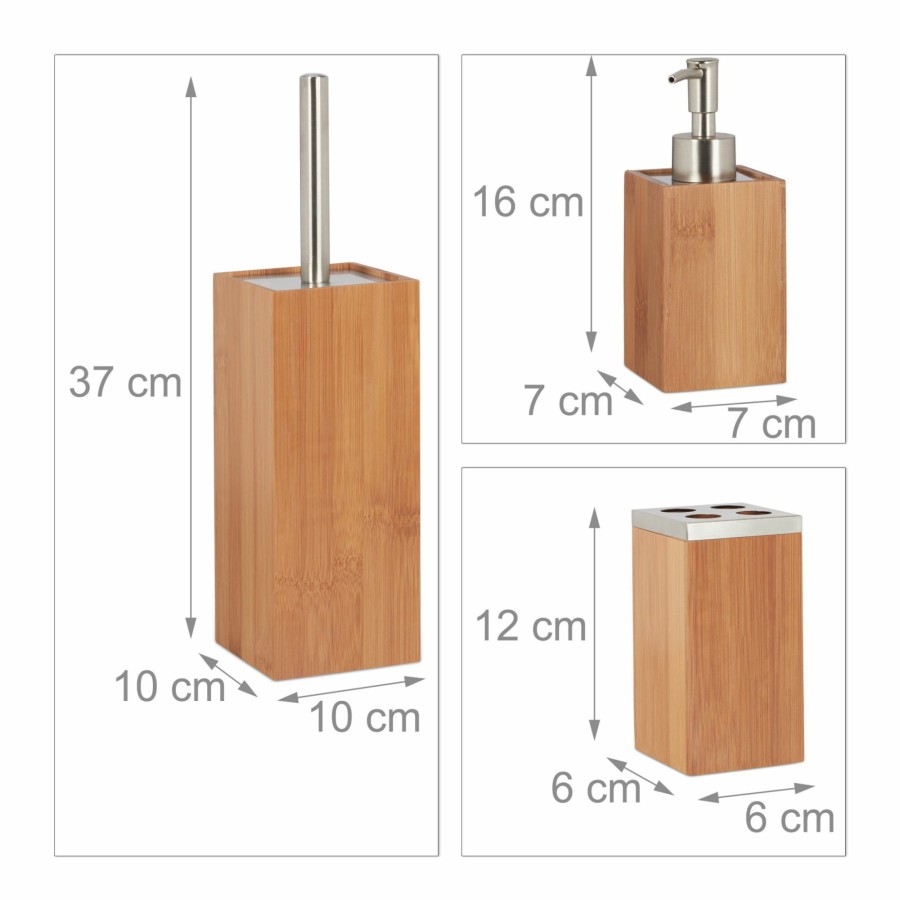 Relaxdays 6-Teiliges Badezimmerzubehorset Aus Bambus Clearance
