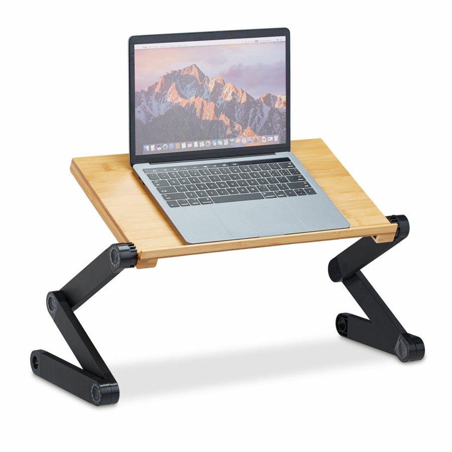 Relaxdays Laptopstander Aus Bambus Und Aluminium New