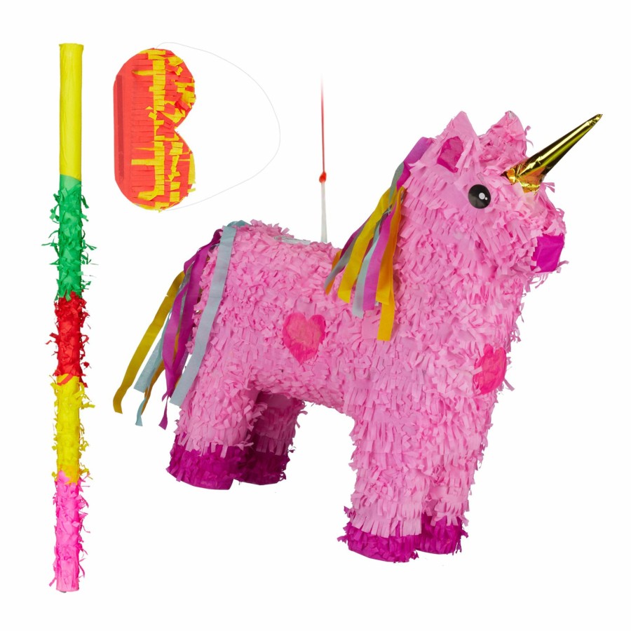 Relaxdays Einhorn Pinata 3-Teiliges Set Hot