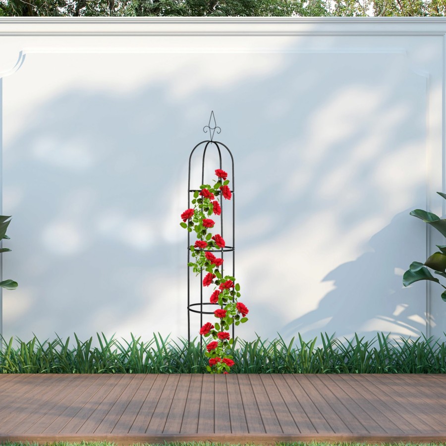 Relaxdays Gartenobelisk 200 Cm Schwarz New