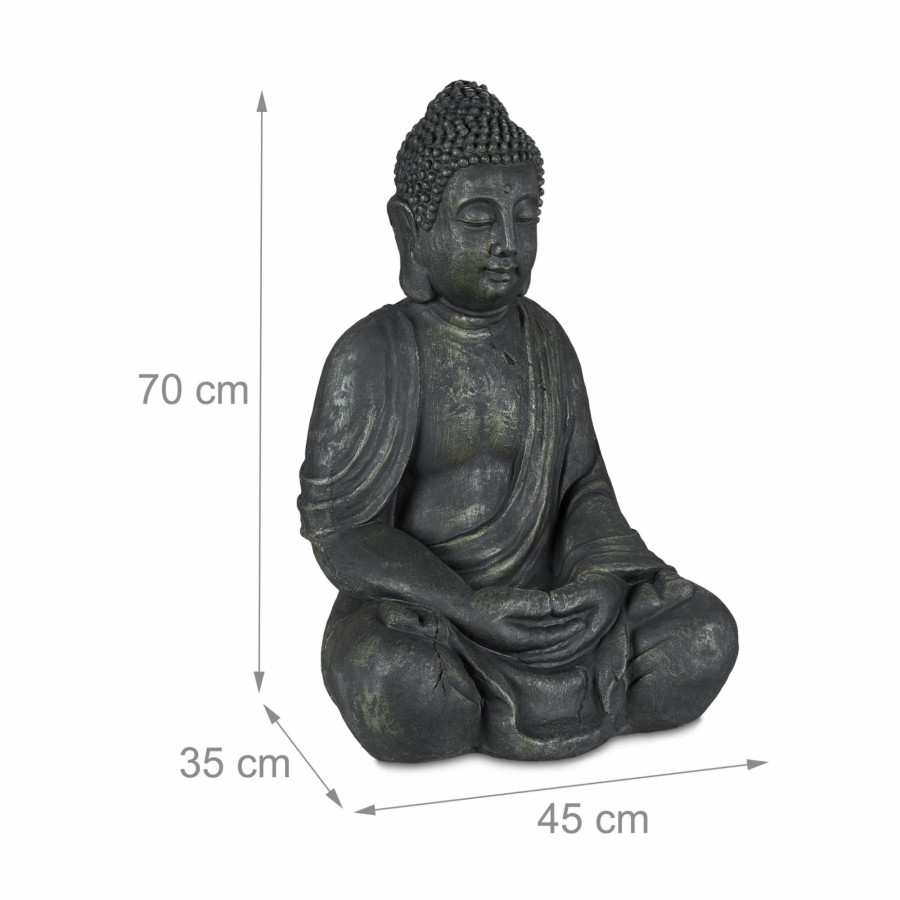 Relaxdays Graue Buddha-Statue Im Vintage-Look, 70 Cm Hot