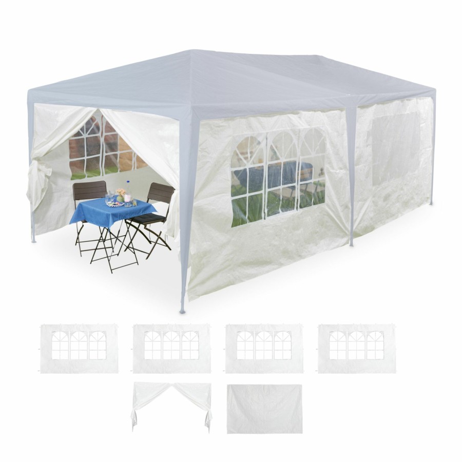 Relaxdays 6X Set Weise Pavillon-Seitenwande Hot