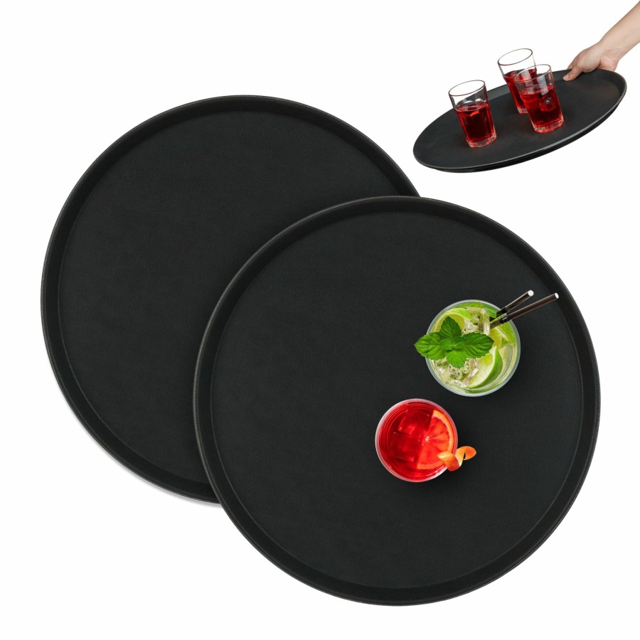 Relaxdays Set Mit 2 Runden Gastro-Tabletts O45 Cm Wholesale