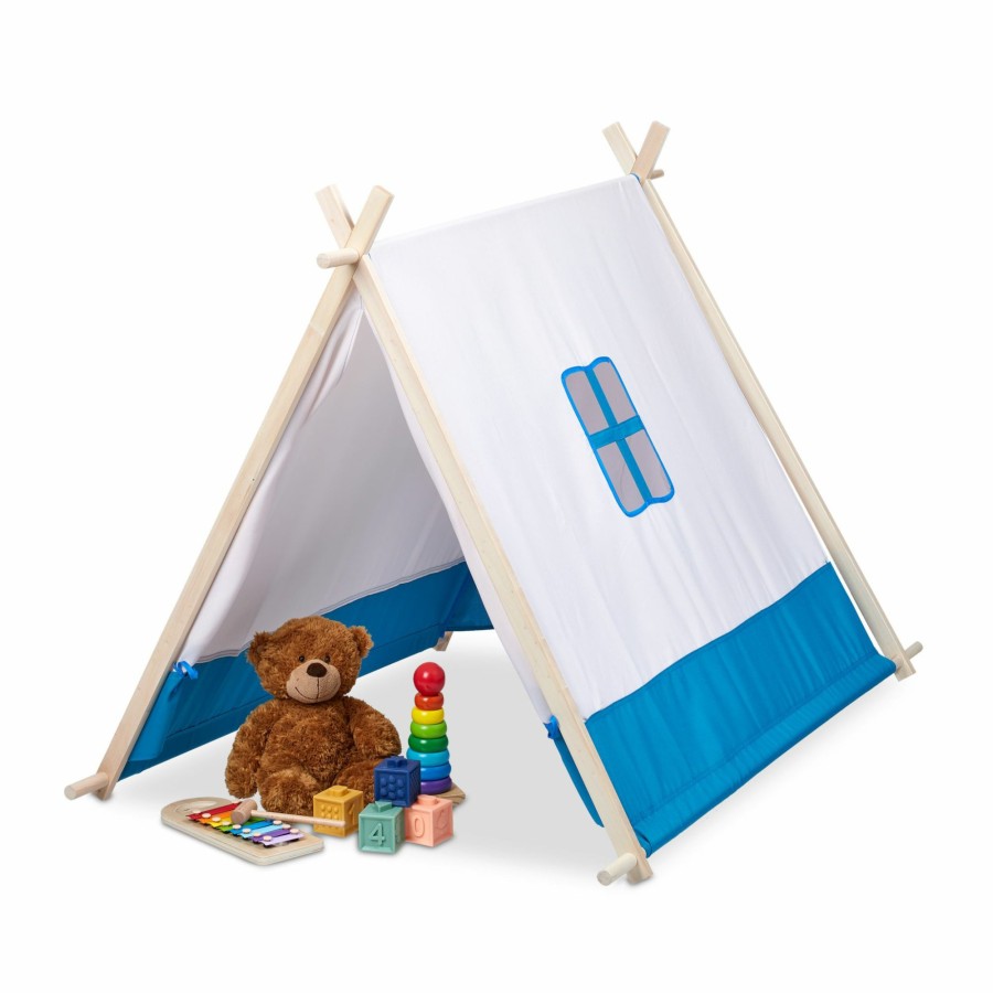 Relaxdays Kinderspielzelt Blau/Weis Hot