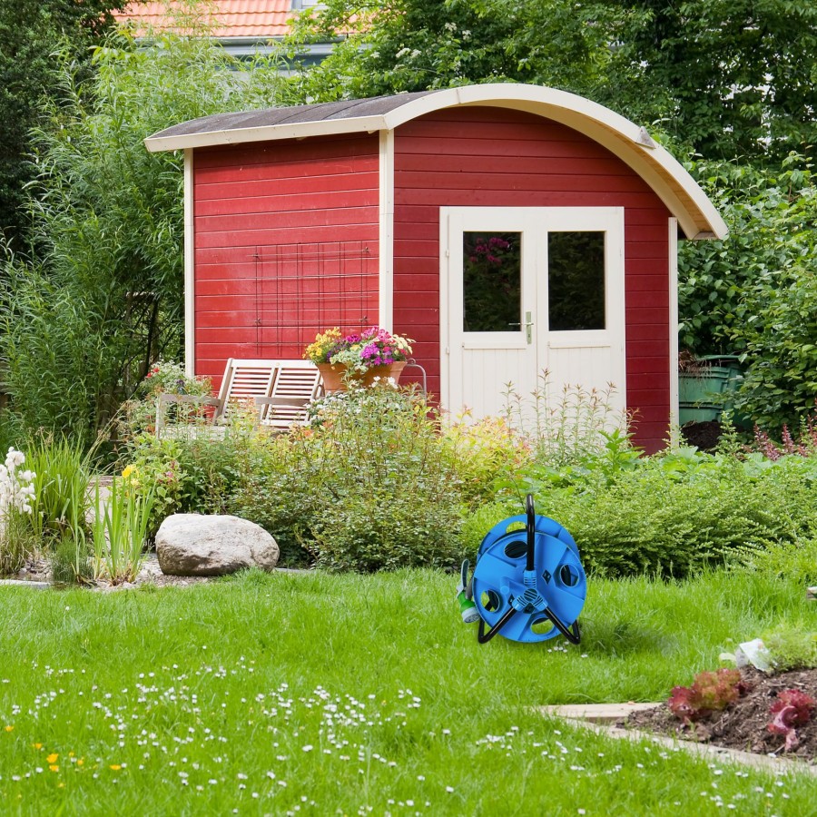 Relaxdays Gartenschlauchtrommel In Blau Und Schwarz Best