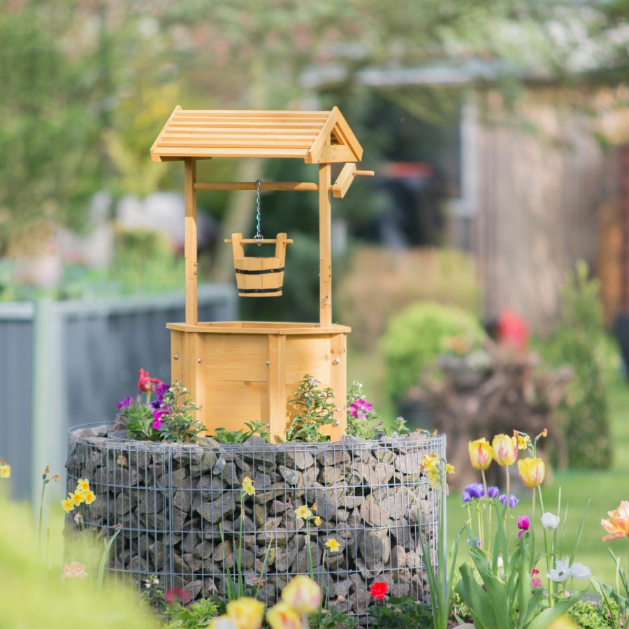 Relaxdays Zierbrunnen Fur Den Garten Aus Holz Online