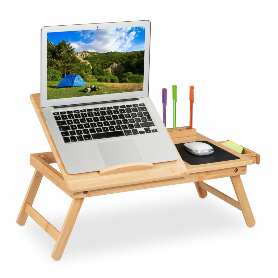 Relaxdays Faltbarer Laptopstander Aus Bambus Online