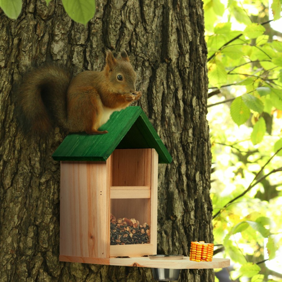 Relaxdays Eichhornchen-Futterstation Mit Wassernapf New