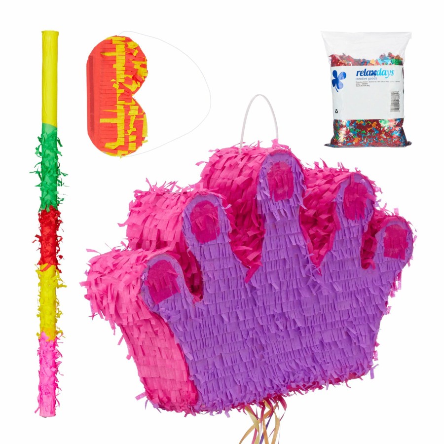 Relaxdays Rosa Kronen-Pinata-Set Mit Konfetti New