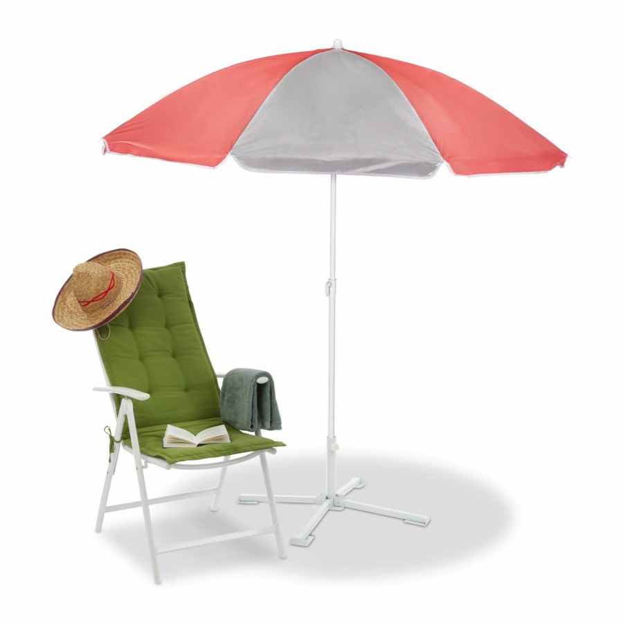 Relaxdays Sonnenschirm In Grau Und Rosa 160 Cm Online