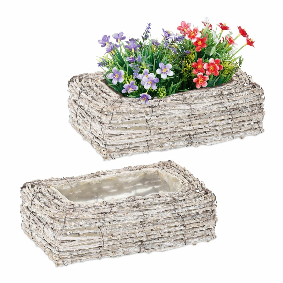 Relaxdays Quadratische Blumentopfe, 2Er-Set Clearance