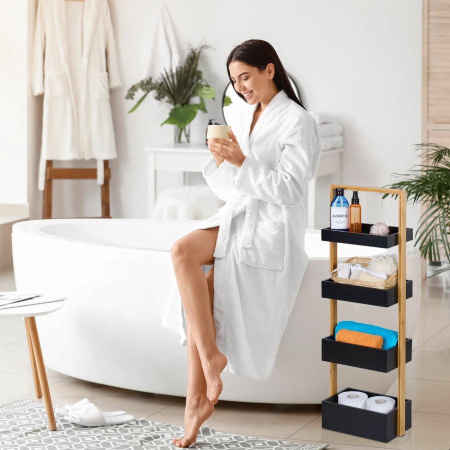 Relaxdays Badezimmerregal Aus Bambus, 4 Regale Online