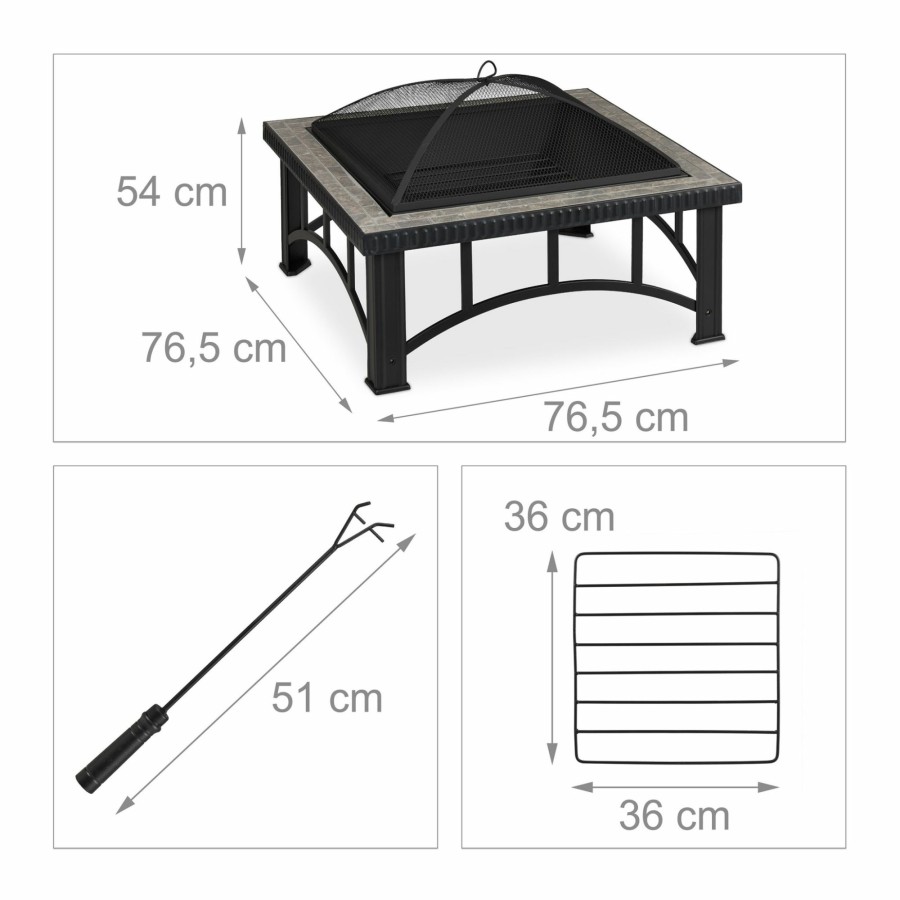 Relaxdays Feuerstelle Mit Grauem Steindetail Online