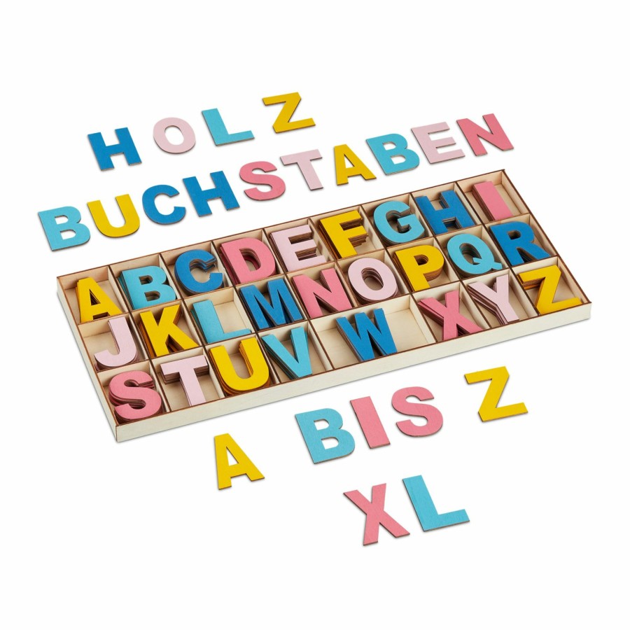 Relaxdays Buntes Holzbuchstaben-Set 208-Tlg. New