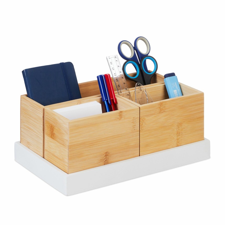 Relaxdays 4-Teiliges Bambus-Organizer-Set Best