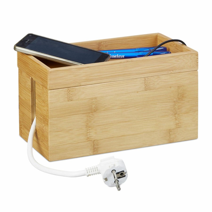 Relaxdays Kabelbox Aus Bambus Best