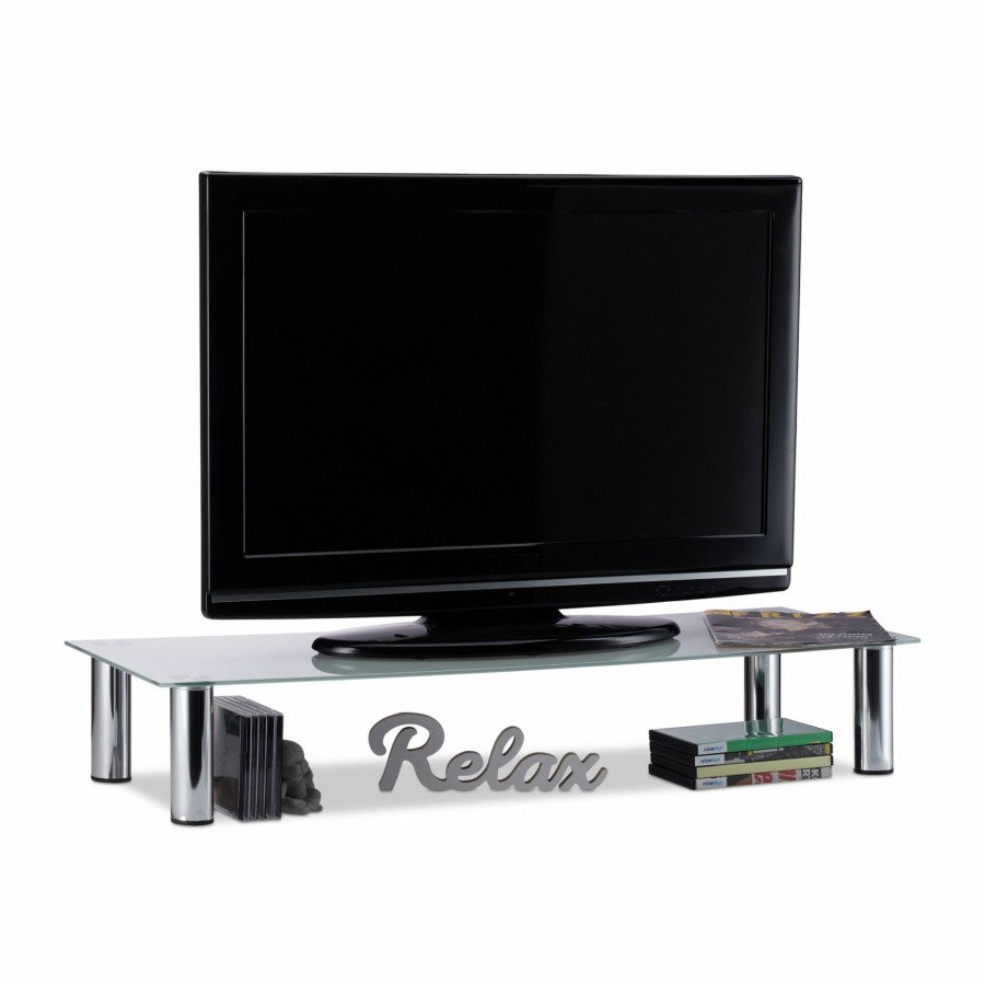 Relaxdays Tv-Stander Aus Glas Clearance