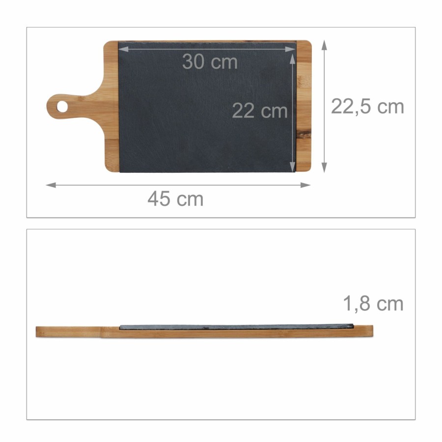 Relaxdays Servierteller Aus Bambus Mit Schieferplatte Best