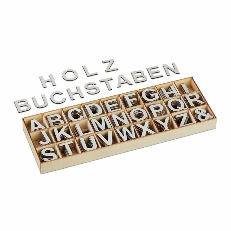 Relaxdays Graues Holzbuchstaben-Set 324-Tlg. Hot