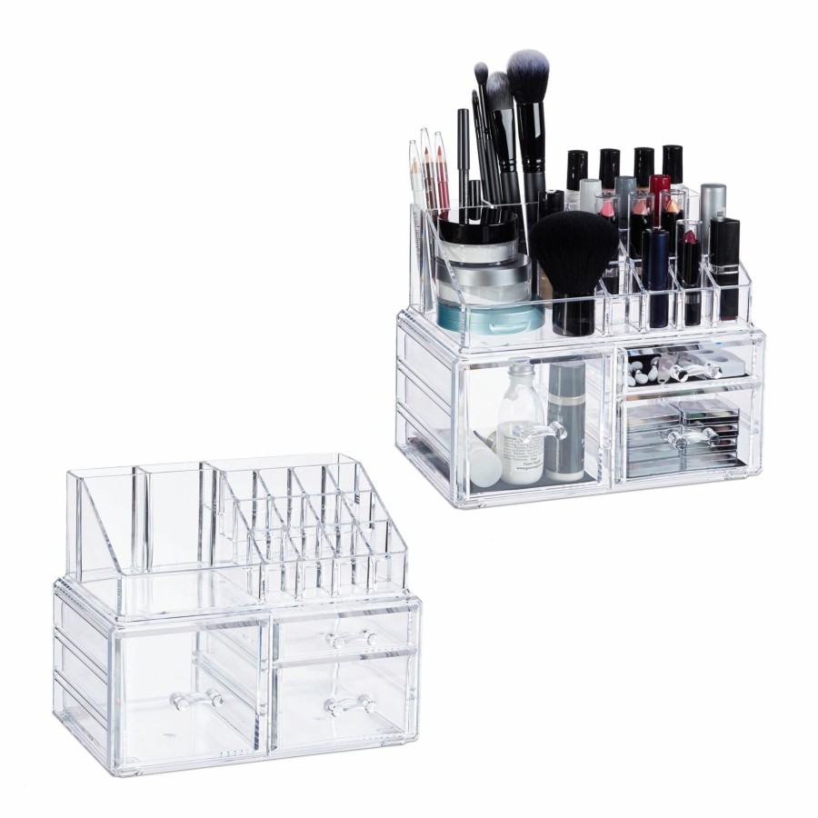 Relaxdays Make-Up-Organizer Mit 3 Schubladen Transparent Hot