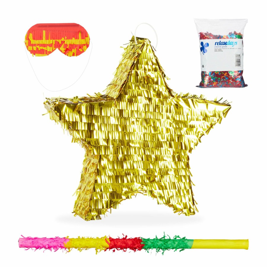 Relaxdays 4-Teiliges Pinata-Set „Goldener Stern". Clearance