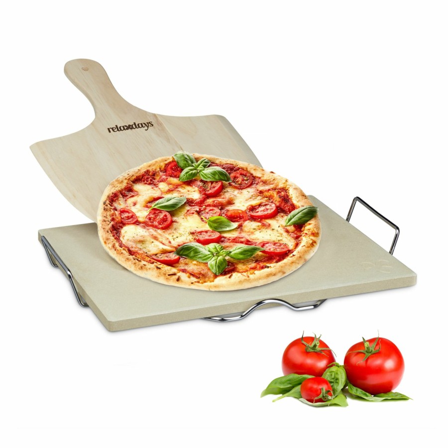 Relaxdays Pizzastein-Set 1,5 Cm Clearance