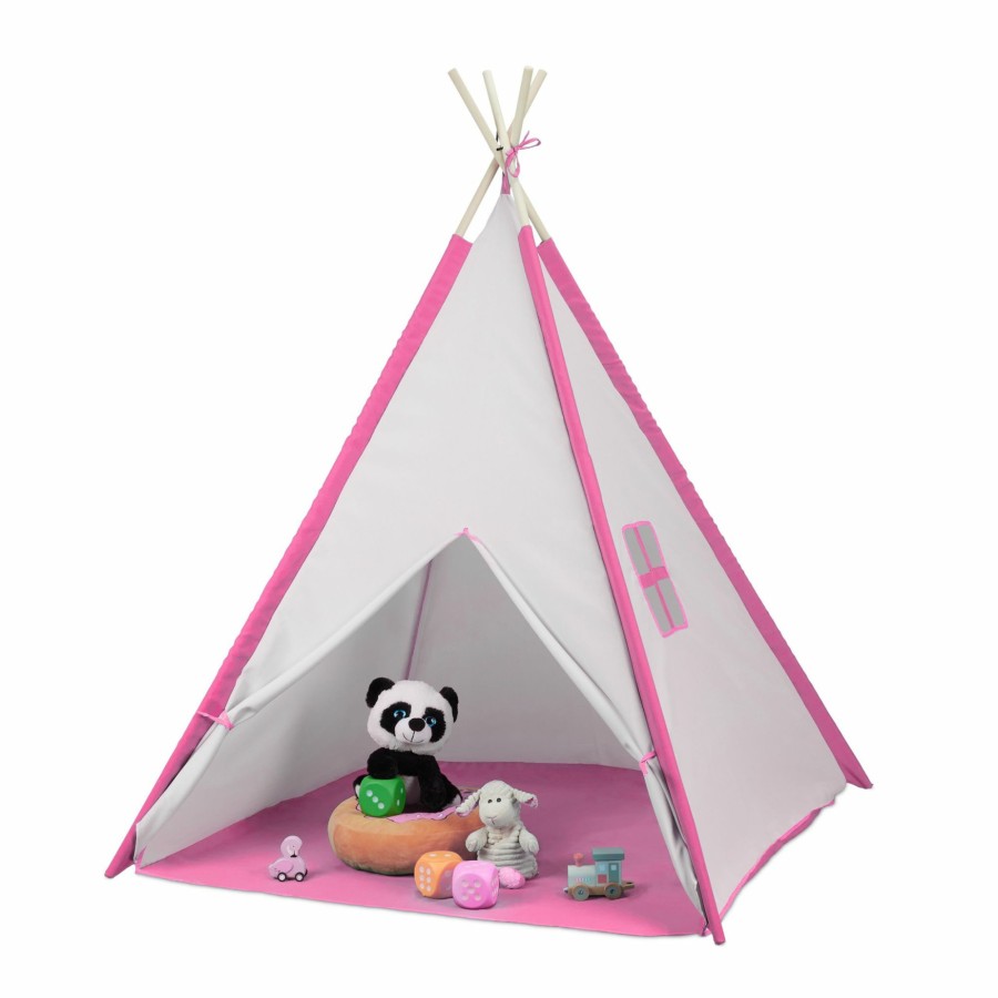 Relaxdays Tipi-Spielzelt Fur Kinder Mit Rosa Bodenmatte Best