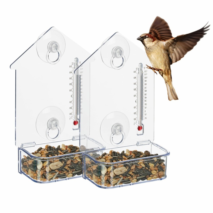 Relaxdays Fenster-Vogelfutterhaus Mit Thermometer Clearance