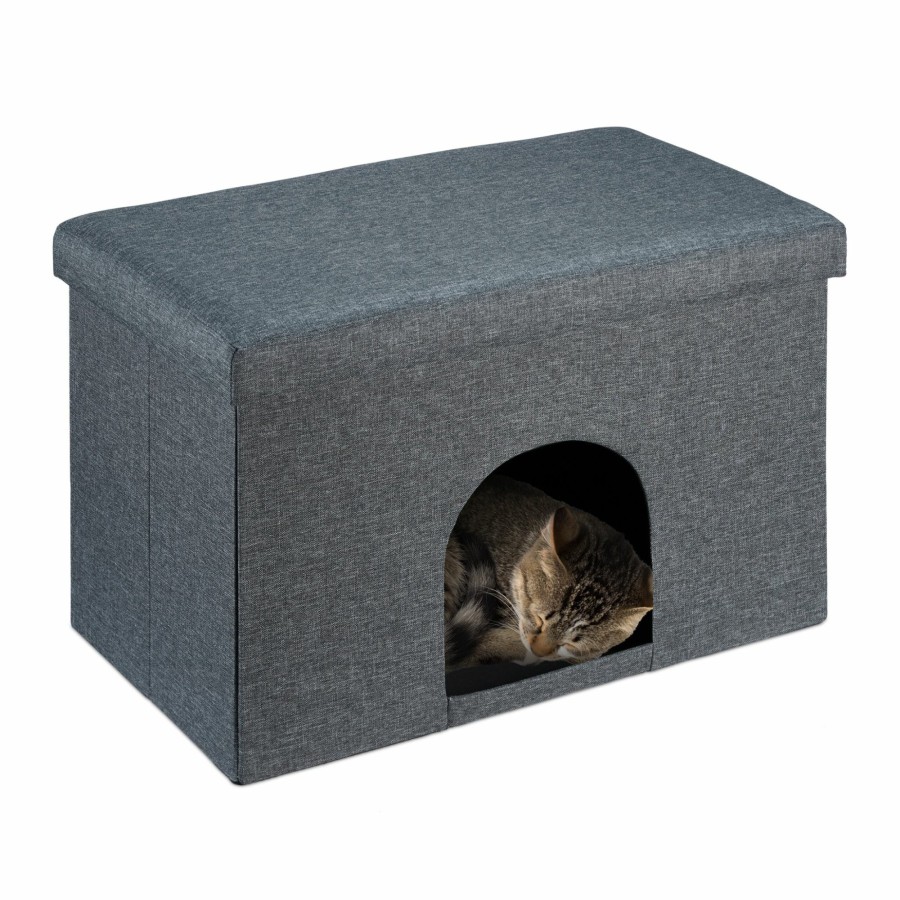 Relaxdays Katzenhohle Mit Sitzpolster In Grau Wholesale