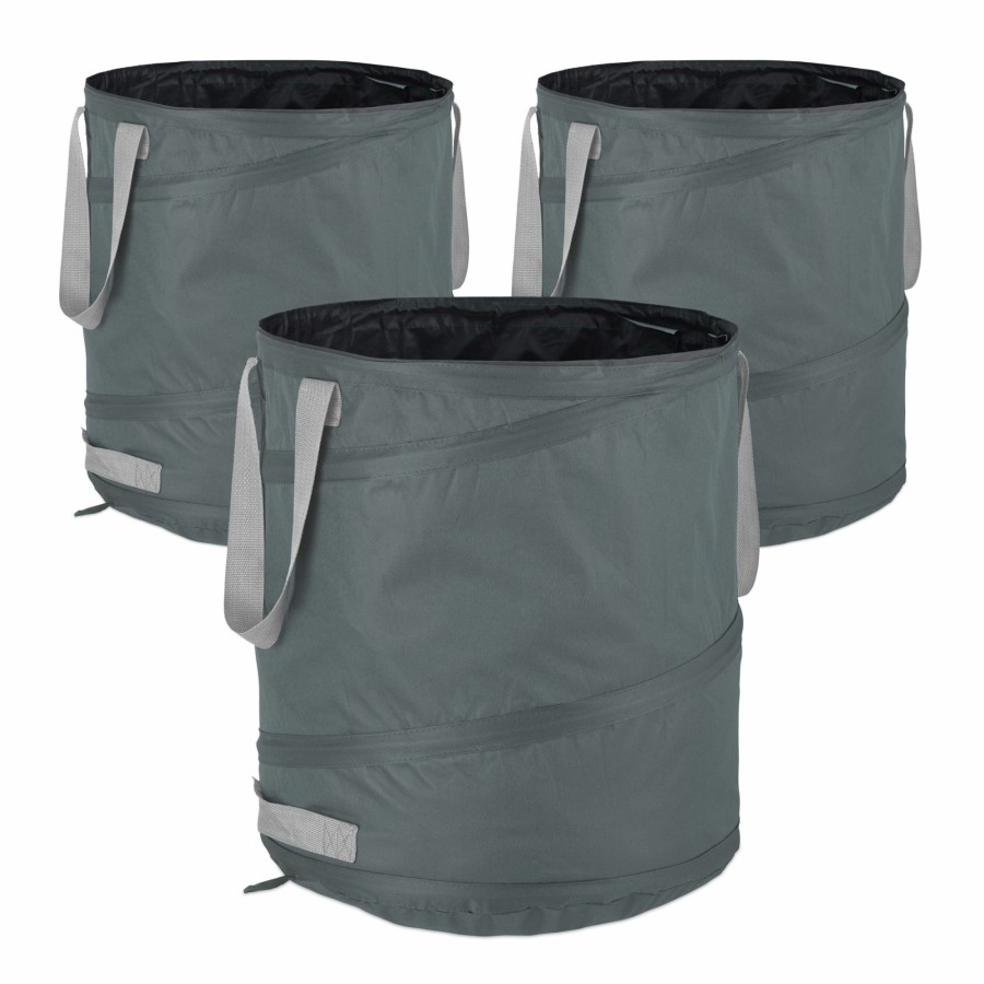 Relaxdays Set Mit 3 Pop-Up-Gartensacken, 85 L, Grau Online