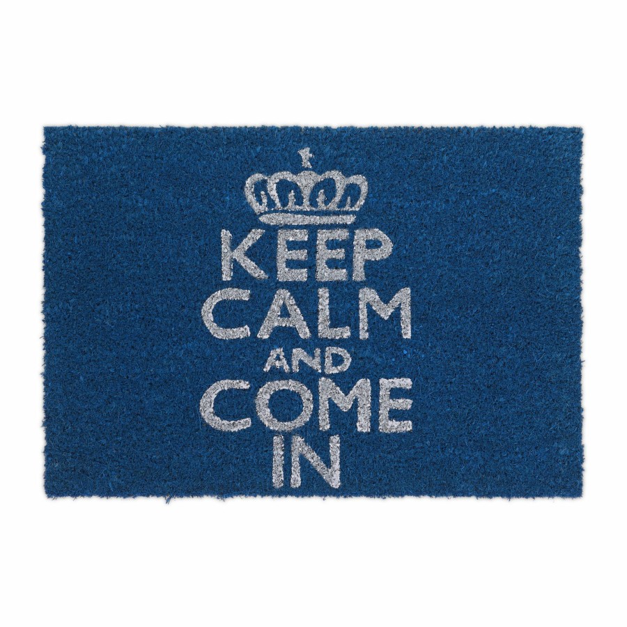 Relaxdays Blaue Fusmatte Aus Kokosfaser „Keep Calm", 40 X 60 Cm Clearance