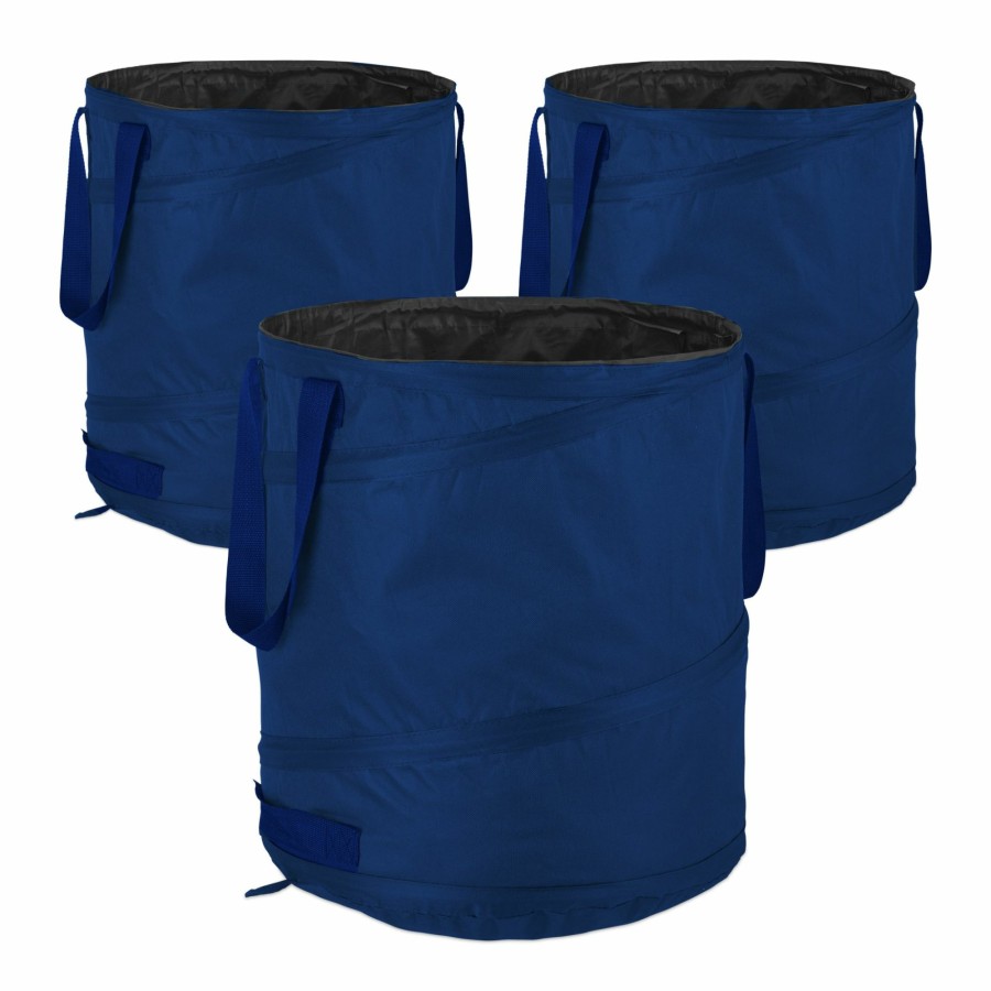 Relaxdays Set Mit 3 Pop-Up-Gartensacken, 85 L, Blau New