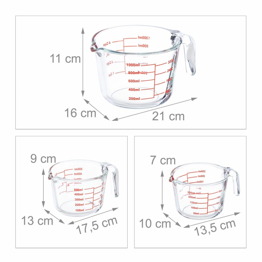 Relaxdays Set Mit 3 Messbechern Aus Glas Best